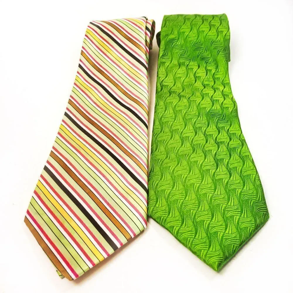 Bright Vintage Tie Bundle: RBM Green Silk & Wembley Striped Poly